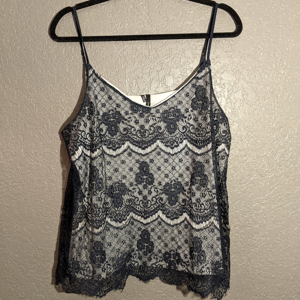 Maurices Navy Blue Lace Overlay Tank